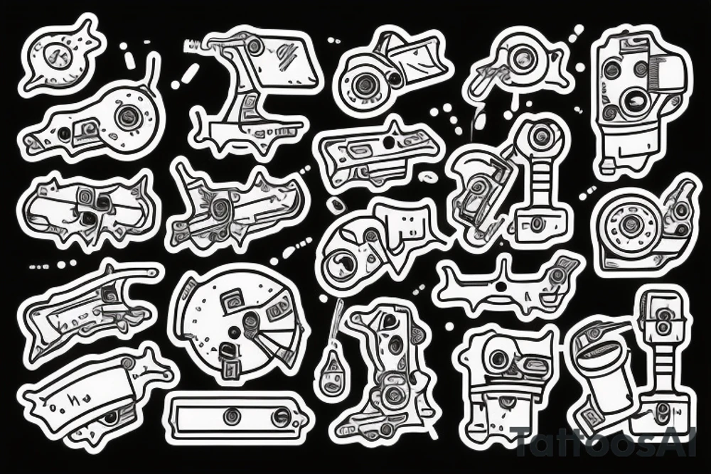 Mechanical with 90s catoon tattoo idea