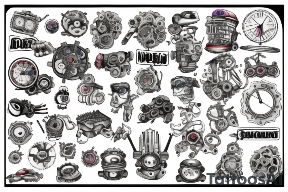 Mechanical with 90s catoon tattoo idea