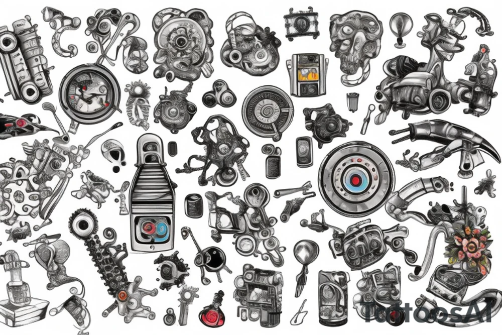 Mechanical with 90s catoon tattoo idea