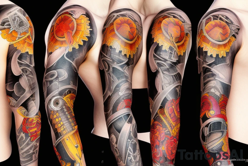 Mechanical sleeve tattoo idea