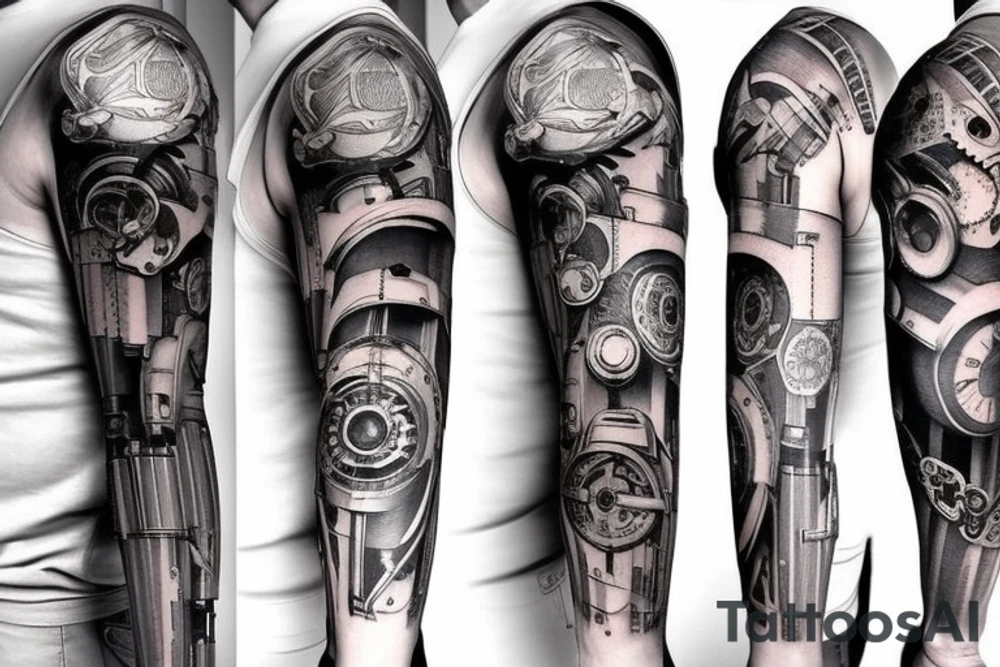 Mechanical sleeve tattoo idea