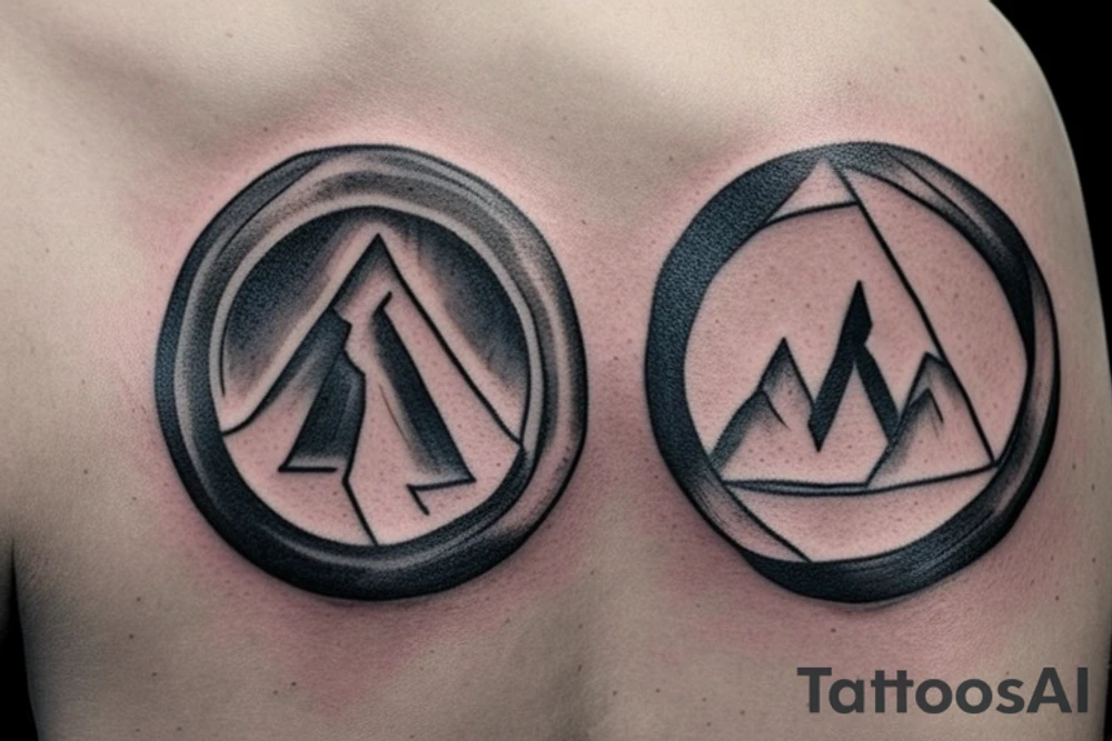 I need a tattoo with mountains to cover up an existing ohm symbol tattoo idea