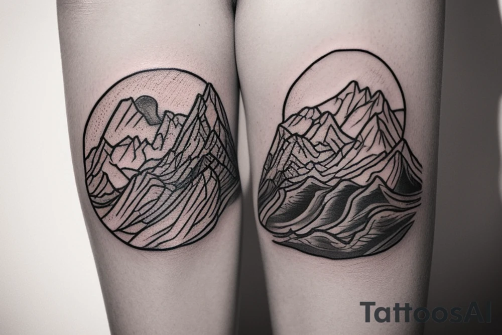 I need a tattoo with mountains to cover up an existing ohm symbol tattoo idea