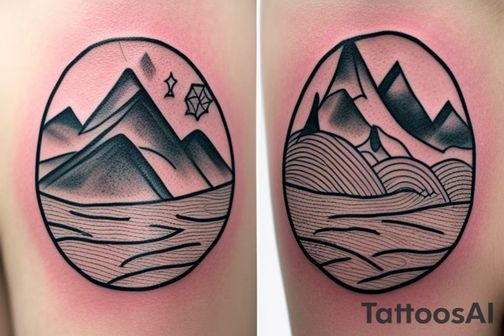 I need a tattoo with mountains to cover up an existing ohm symbol tattoo idea