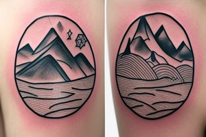 I need a tattoo with mountains to cover up an existing ohm symbol tattoo idea