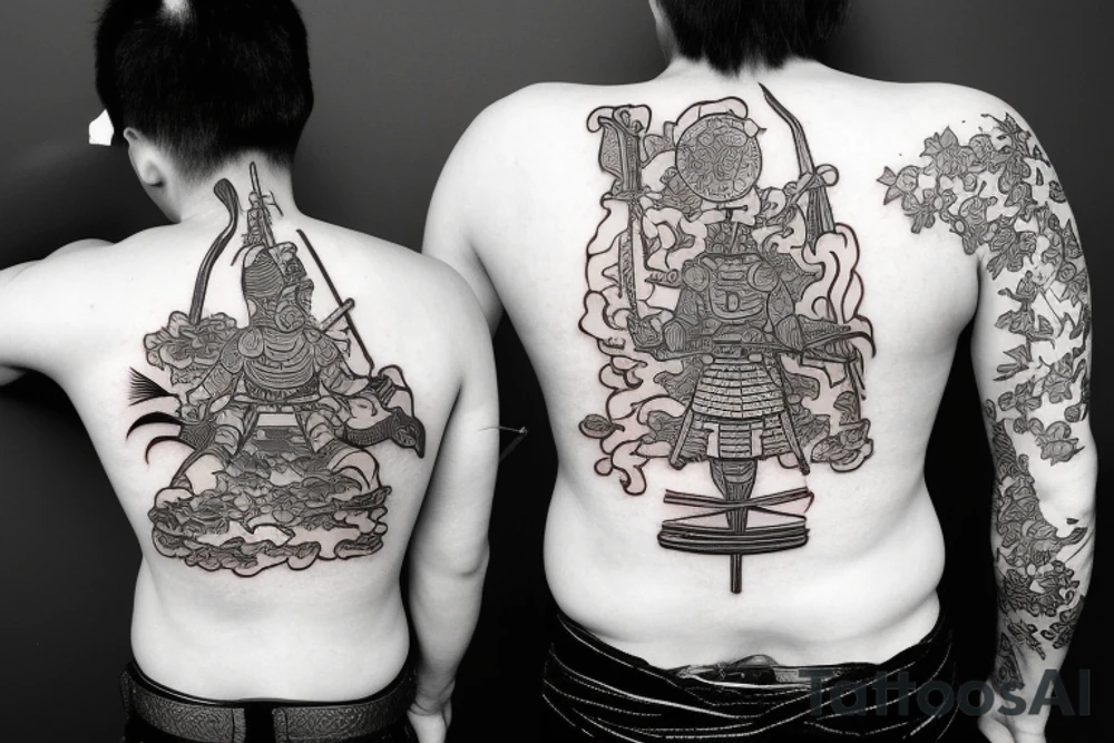 samurai warrior meditating with a sword tattoo idea
