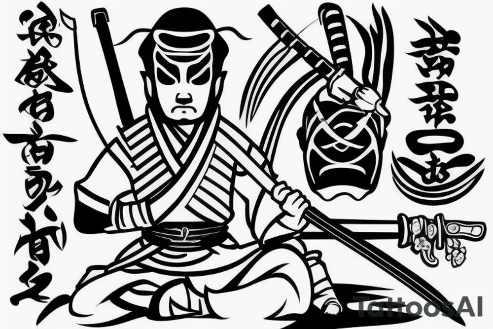 samurai warrior meditating with a sword tattoo idea