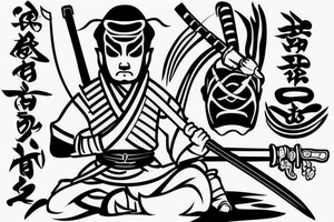 samurai warrior meditating with a sword tattoo idea
