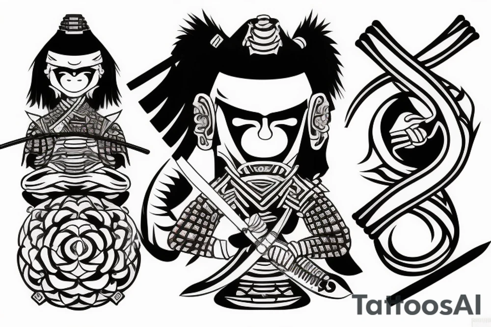 samurai warrior meditating with a sword tattoo idea