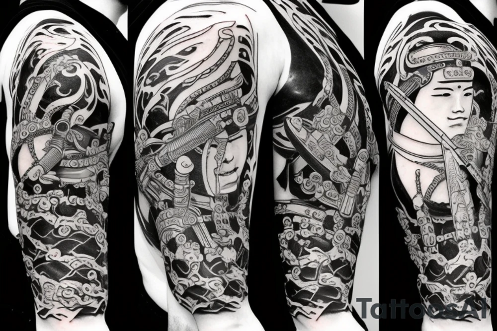 samurai warrior meditating with a sword tattoo idea