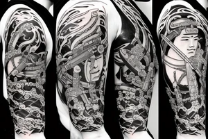 samurai warrior meditating with a sword tattoo idea