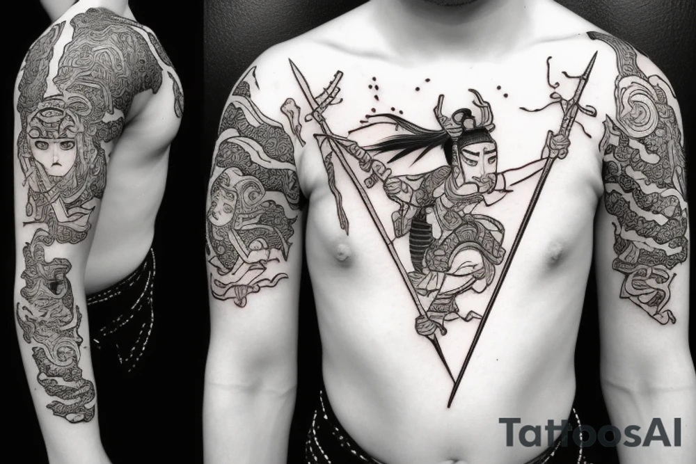 samurai warrior meditating with a sword tattoo idea