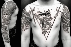 samurai warrior meditating with a sword tattoo idea