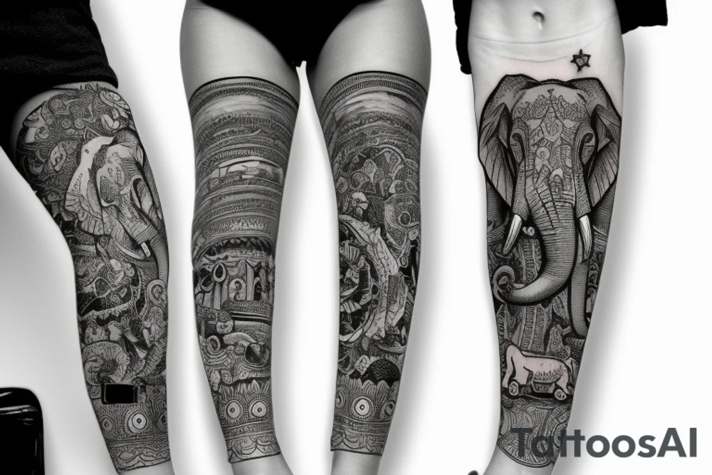 two elephants with bavarian pants tattoo idea