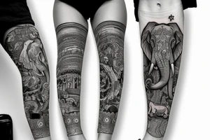 two elephants with bavarian pants tattoo idea