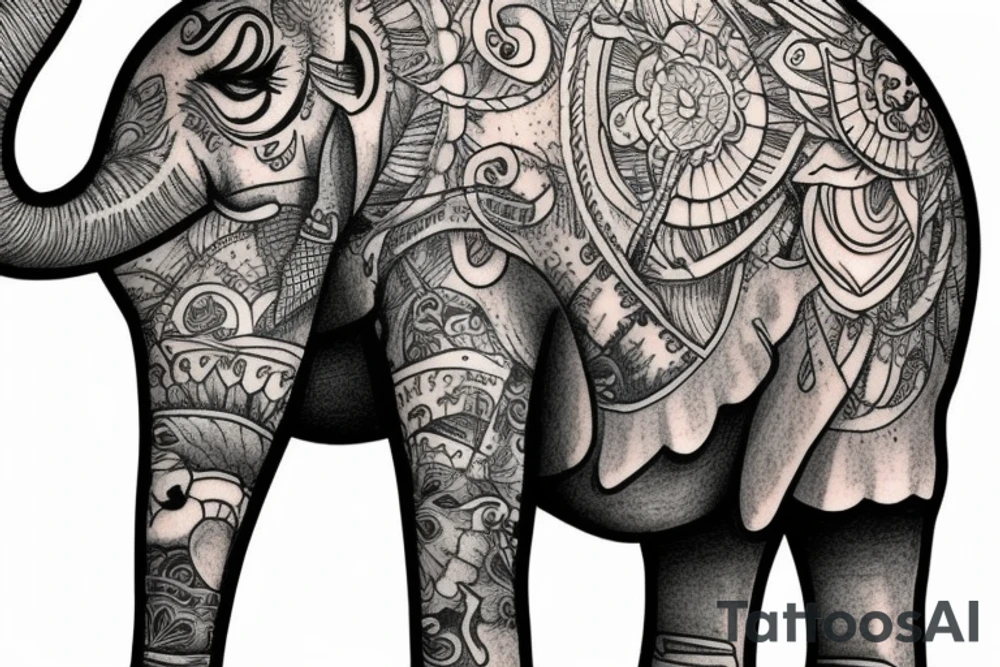 two elephants with bavarian pants tattoo idea