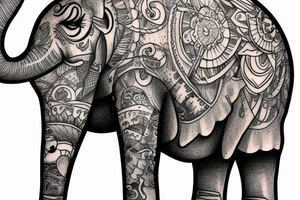 two elephants with bavarian pants tattoo idea