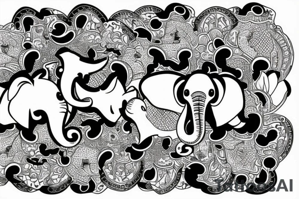 two elephants with bavarian pants tattoo idea