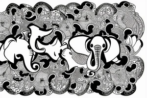 two elephants with bavarian pants tattoo idea