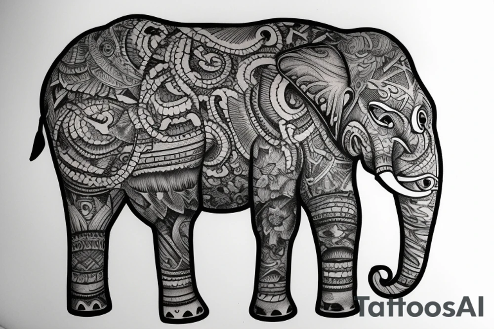 elephant in bavarian pants tattoo idea