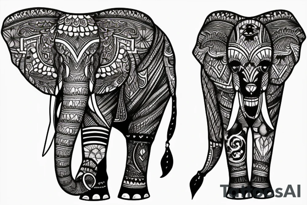 elephant in bavarian pants tattoo idea