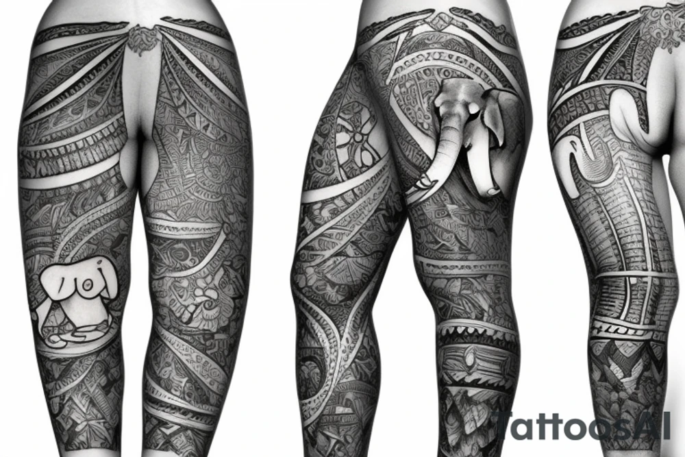 elephant in bavarian pants tattoo idea