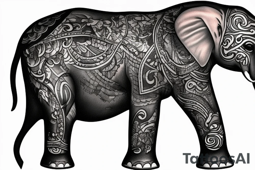 elephant in bavarian leather pants tattoo idea