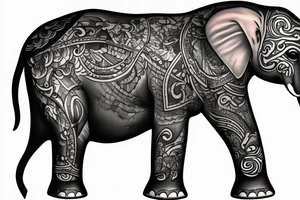 elephant in bavarian leather pants tattoo idea
