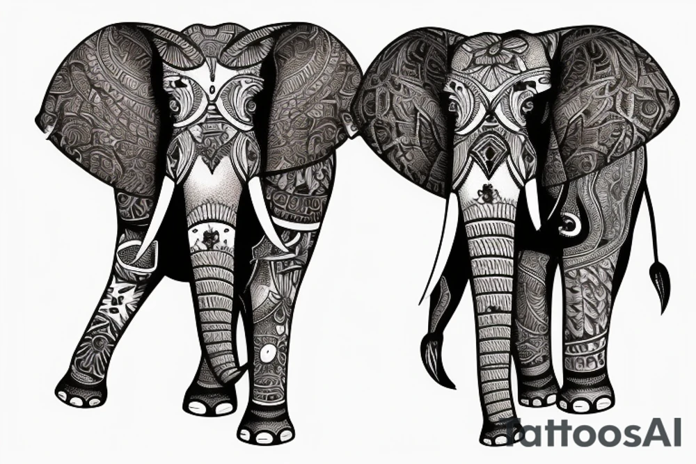 elephant in bavarian leather pants tattoo idea