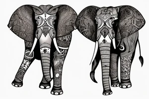 elephant in bavarian leather pants tattoo idea