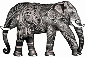 elephant in bavarian leather pants tattoo idea