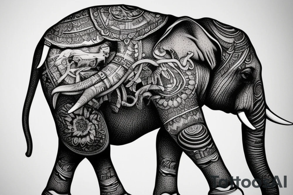 elephant drinks cola tattoo idea