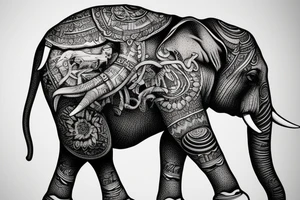 elephant drinks cola tattoo idea