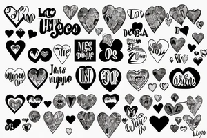 The names Joseph, Gino and Lorenzo in a heart shape tattoo idea