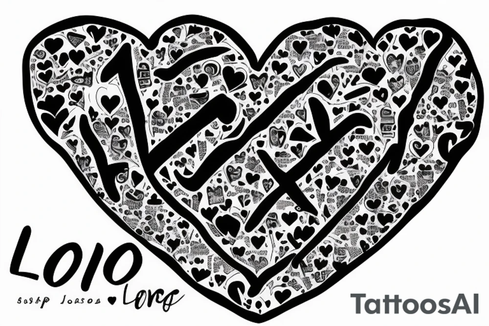 The names Joseph, Gino and Lorenzo in a heart shape tattoo idea