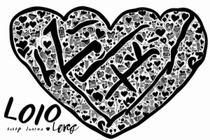 The names Joseph, Gino and Lorenzo in a heart shape tattoo idea
