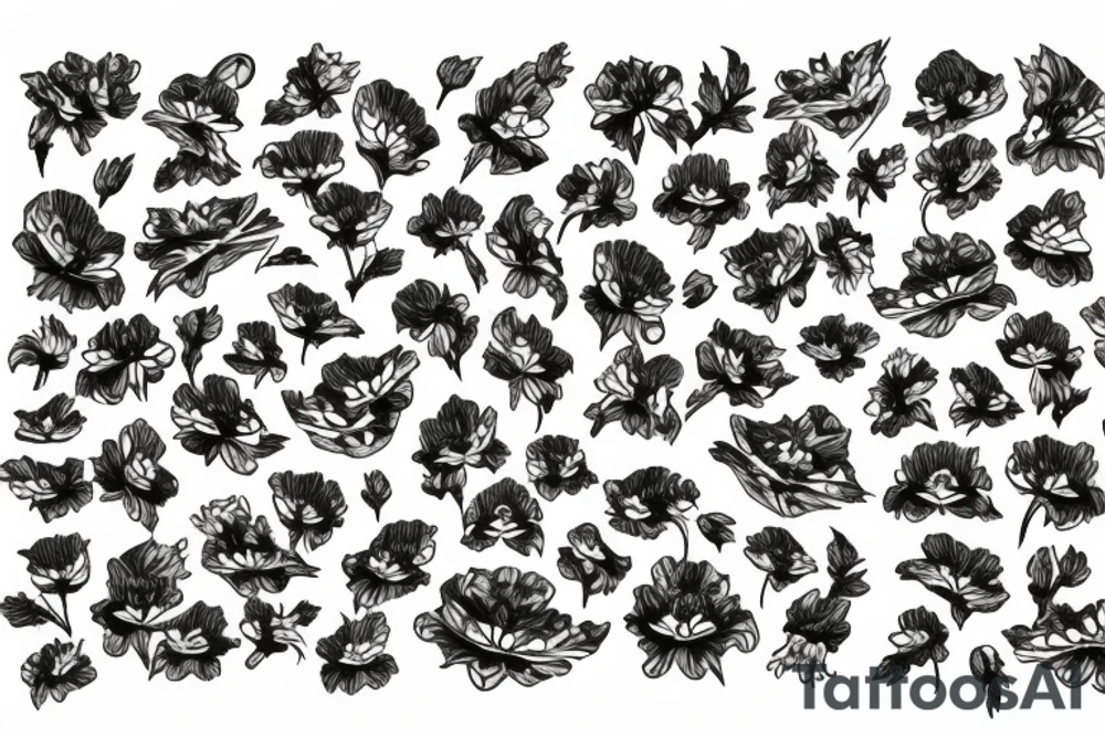 Tiger coming towards you with poppy flowers and larkspur flowers,.make the tiger look like it's moving tattoo idea