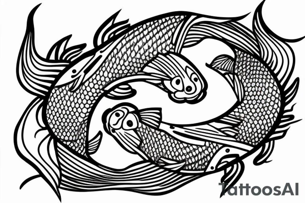 Yin and yang Koi fish surrounding a lilypad tattoo idea