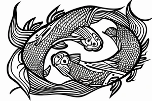 Yin and yang Koi fish surrounding a lilypad tattoo idea