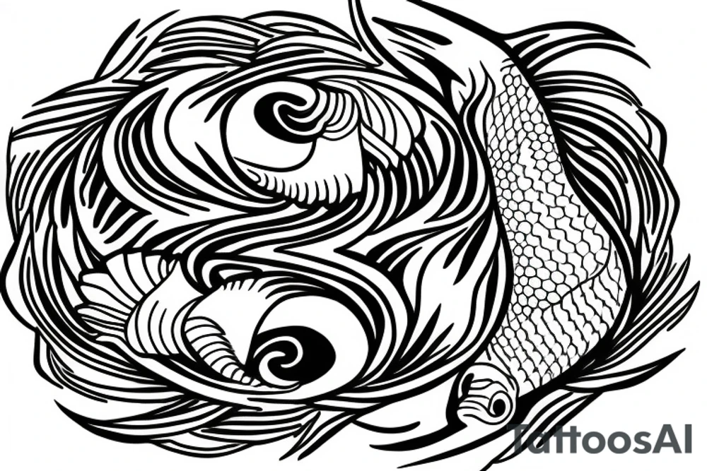Yin and yang Koi fish surrounding a lilypad tattoo idea