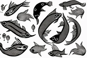 Yin and yang Koirala fish swimming around a lily pad tattoo idea