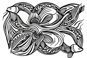Yin and yang Koirala fish swimming around a lily pad tattoo idea