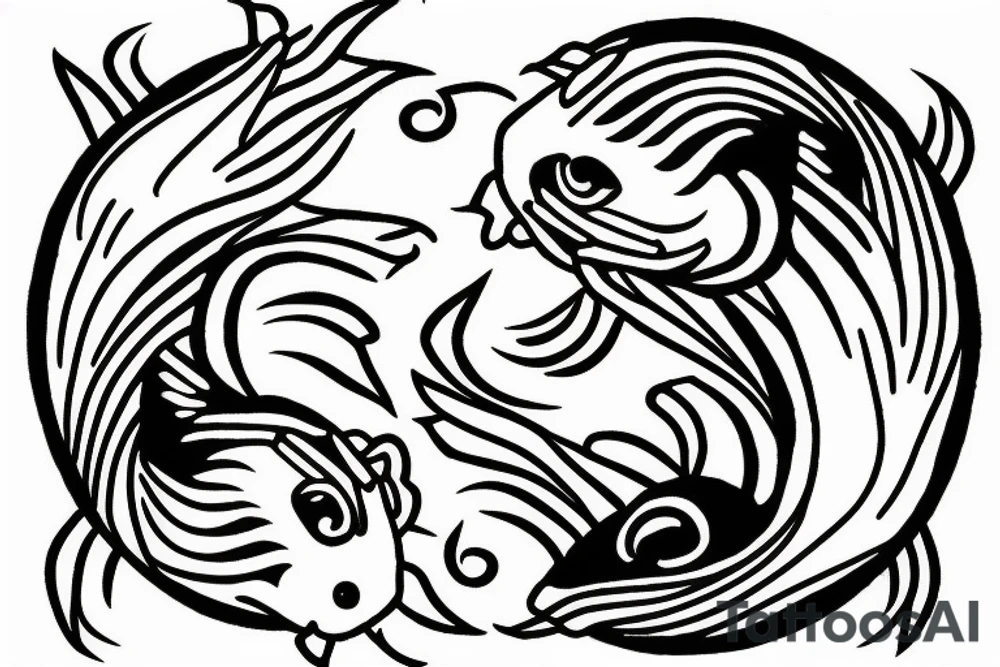 Yin and yang koi fish swimming around a lily pad tattoo idea