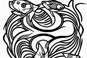 Yin and yang koi fish swimming around a lily pad tattoo idea