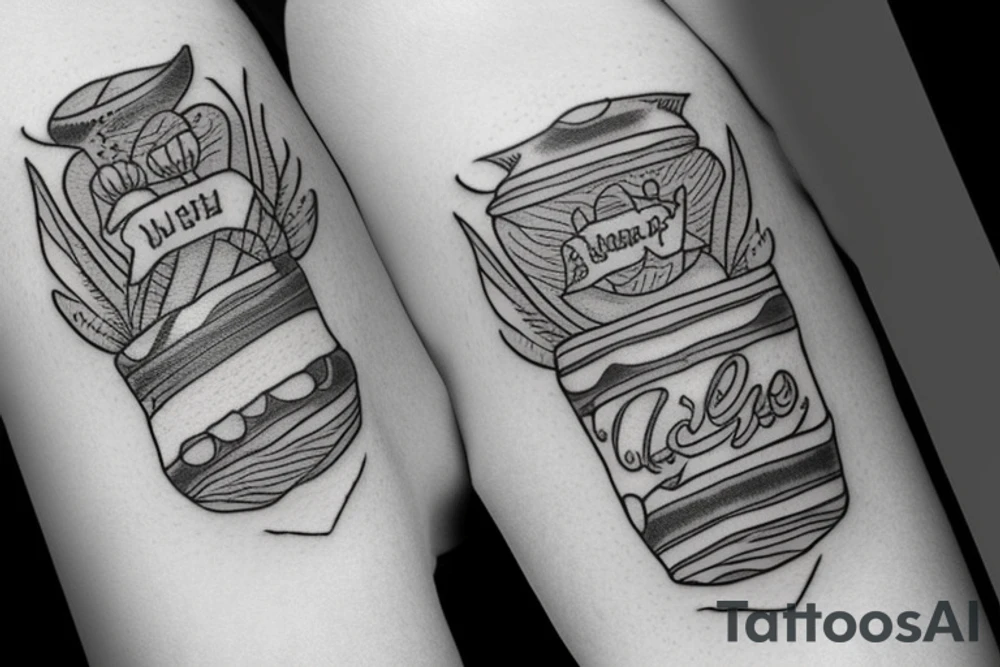 little tattoos in old school style on a marine theme tattoo idea