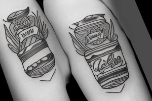 little tattoos in old school style on a marine theme tattoo idea