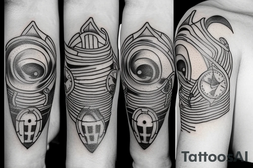 little tattoos in old school style on a marine theme tattoo idea