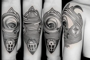 little tattoos in old school style on a marine theme tattoo idea