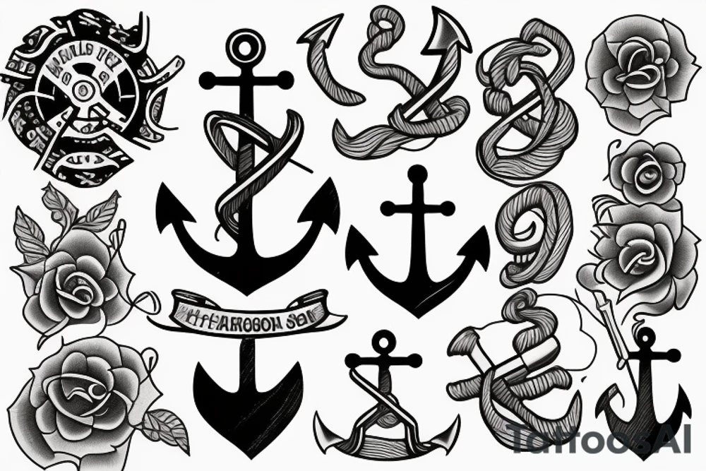 little tattoos of anchor in old school style tattoo idea