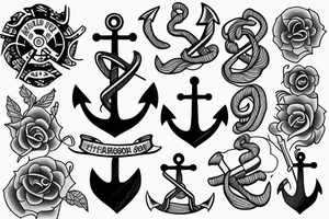little tattoos of anchor in old school style tattoo idea